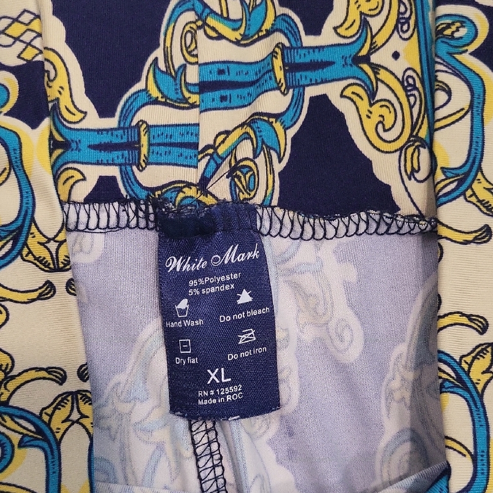 White Mark Palooza Wide-Leg Pants in Blue and Cream - Picture 2 of 7
